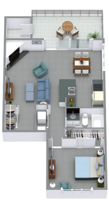 a floor plan of a two bedroom apartment at The  80 Reserve